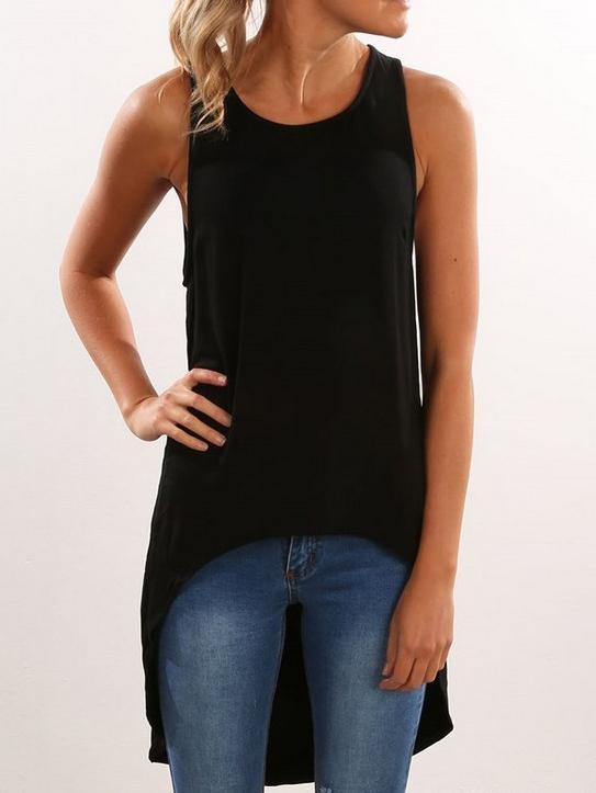 Romwe Black High-low Tank Top