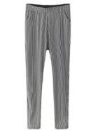 Romwe Black White Thin Vertical Stripe Pockets Harem Pants