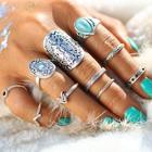 Romwe Retro Ring Set With Turquoise 10pcs