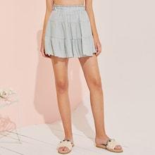 Romwe Ruffle Hem Paperbag Waist Flippy Skirt
