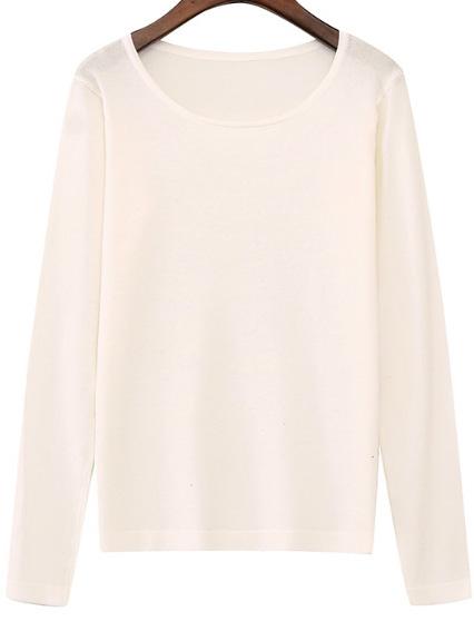 Romwe Round Neck Slim White Top