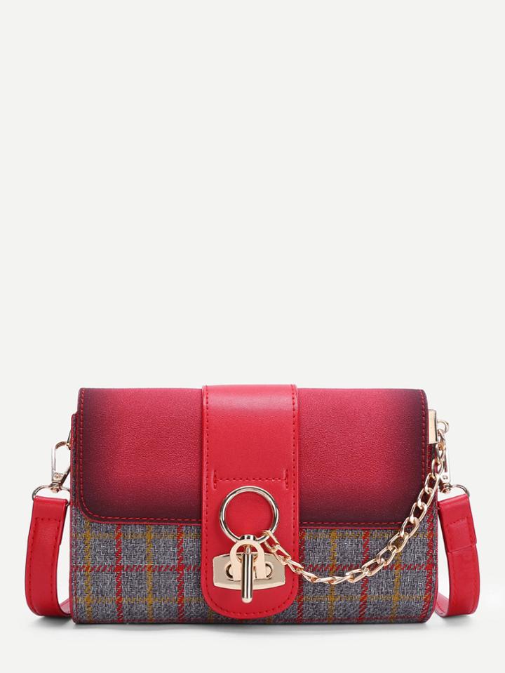 Romwe Knit Detail Flap Crossbody Bag