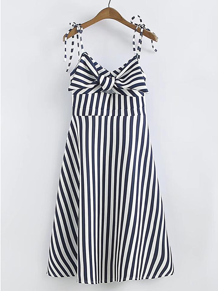 Romwe Cami Dress With Bow Detail