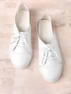 Romwe Two Tone Lace Up Flat Shoes