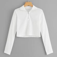 Romwe Quarter Zip Front Crop Tee