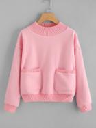 Romwe Rib Knitted Trim Dual Pocket Pullover