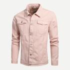 Romwe Men Solid Embroidery Denim Jacket