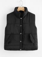 Romwe Stand Neck Single Breasted Vest Coat