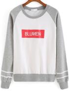 Romwe Colour-block Blumen Print Loose Sweatshirt