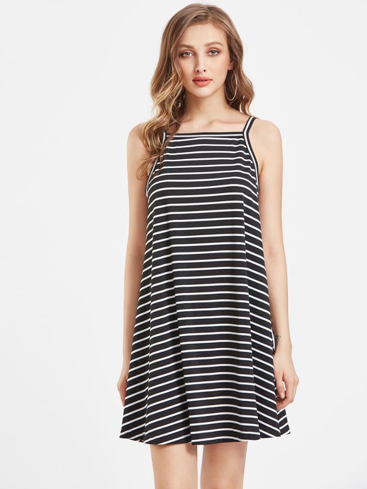 Romwe Striped Swing Cami Dress