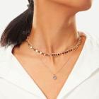 Romwe Disc Charm Choker Layered Necklace 1pc