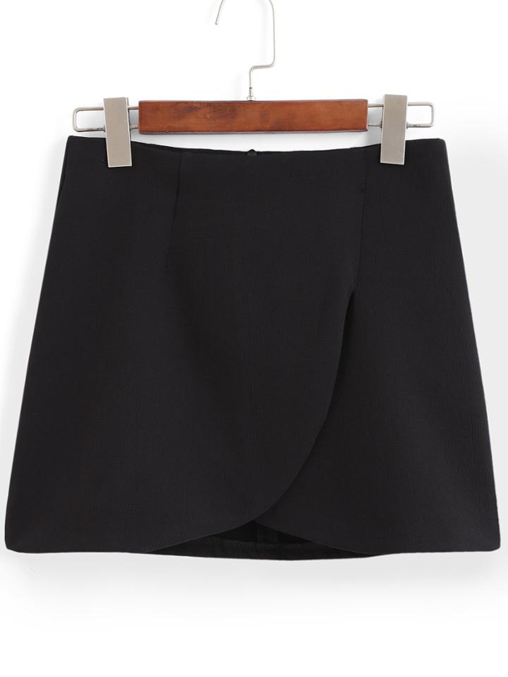 Romwe Back Zipper Wraped Skirt