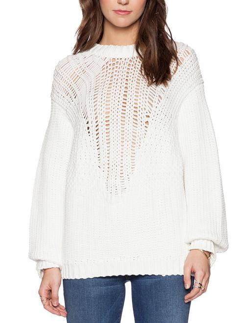 Romwe Long Sleeve Hollow Loose Sweater
