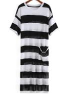 Romwe With Pocket Striped Black Dress