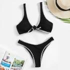 Romwe Knot Front Top With Contrast Trim Bikini