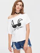 Romwe Glasses Bunny Tee