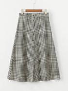 Romwe Button Up Gingham Skirt