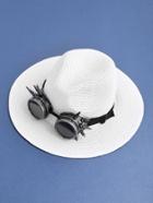 Romwe Punk Sunglasses Embellished Straw Fedora Hat