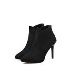 Romwe Point Toe Zip Back Suede Boots