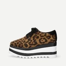Romwe Leopard Print Lace-up Wedges