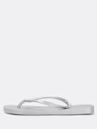 Romwe Silver Glitter Flip Flops