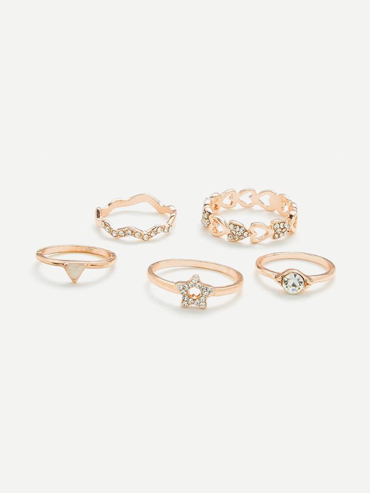 Romwe Star & Heart Design Ring Set