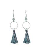 Romwe S-green Round Circle Shape With Colorful Long Tassel Drop Earrings