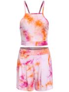 Romwe Spaghetti Strap Bandage Multicolor Top With Shorts