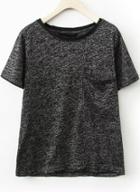 Romwe Black Short Sleeve Pockets Casual T-shirt