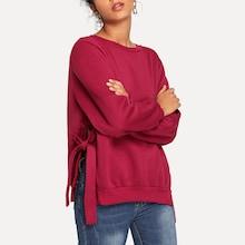 Romwe Knot Side Plain Sweatshirt