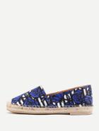 Romwe Rose & Striped Print Espadrille Flats