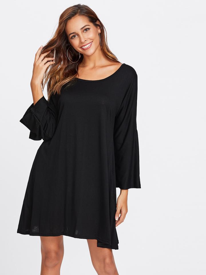 Romwe Scoop Neck Split Sleeve Dress