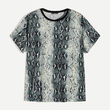 Romwe Guys Snakeskin Short Sleeve Tee