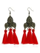 Romwe Tassel & Rhinestone Design Retro Earrings