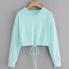 Romwe Plain Hooded Sweatshirt