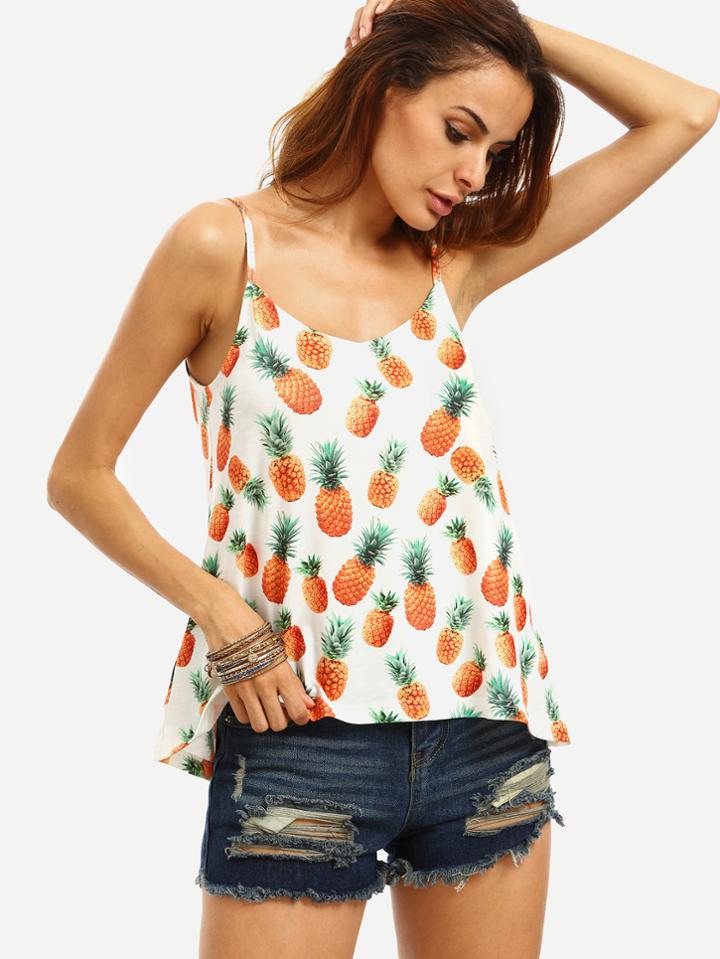 Romwe Multicolor Pineapple Print Cami Top