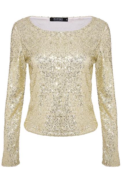 Romwe Romwe Shimmer Sequin Longs Leeve Top