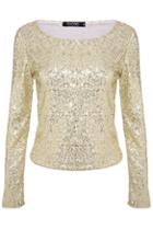 Romwe Romwe Shimmer Sequin Longs Leeve Top