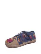 Romwe Two Tone Owl Embroidered Flats