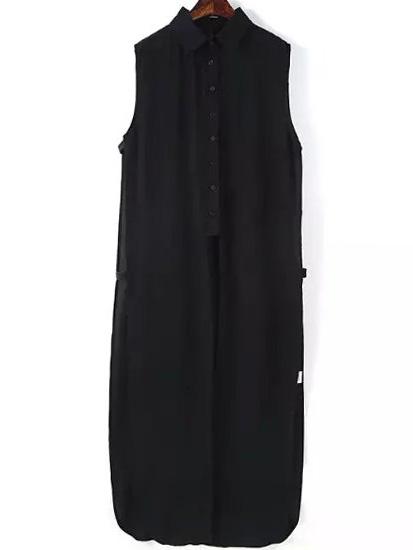 Romwe Lapel With Buttons Split Blouse