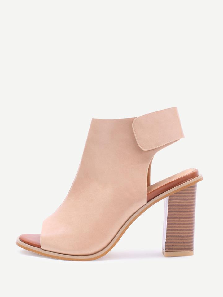 Romwe Apricot Peep Toe Sling Back High Heels