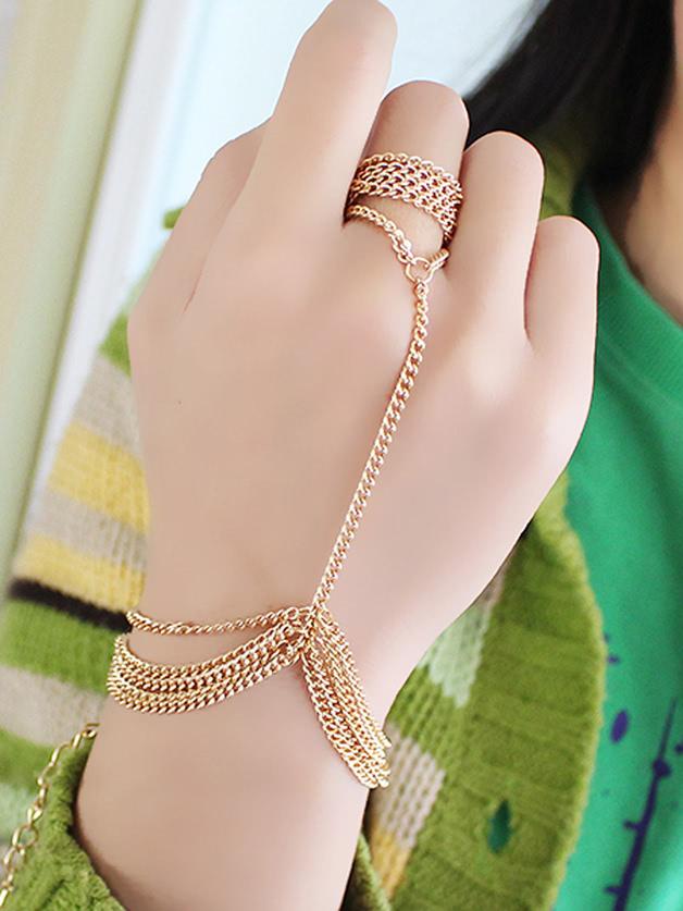 Romwe Multi Layer Chain & Link Slave Bracelets