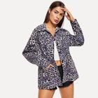 Romwe Leopard Print Padded Coat