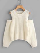 Romwe Cold Shoulder Knit Sweater