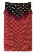 Romwe Polka Dots And Cats Print With Tassels Skirt