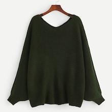 Romwe Double V-neckline Dolman Sleeve Sweater