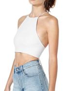 Romwe Halter Lace Up White Cami Top