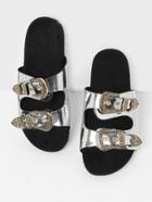 Romwe Buckle Strap Slide Sandals