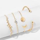 Romwe Moon & Spiral Detail Bracelet Set 4pcs