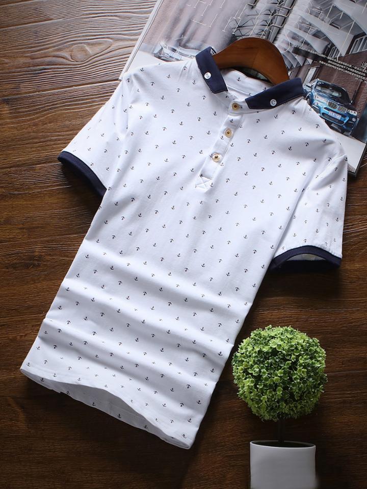 Romwe Men Ringer Polo Shirt